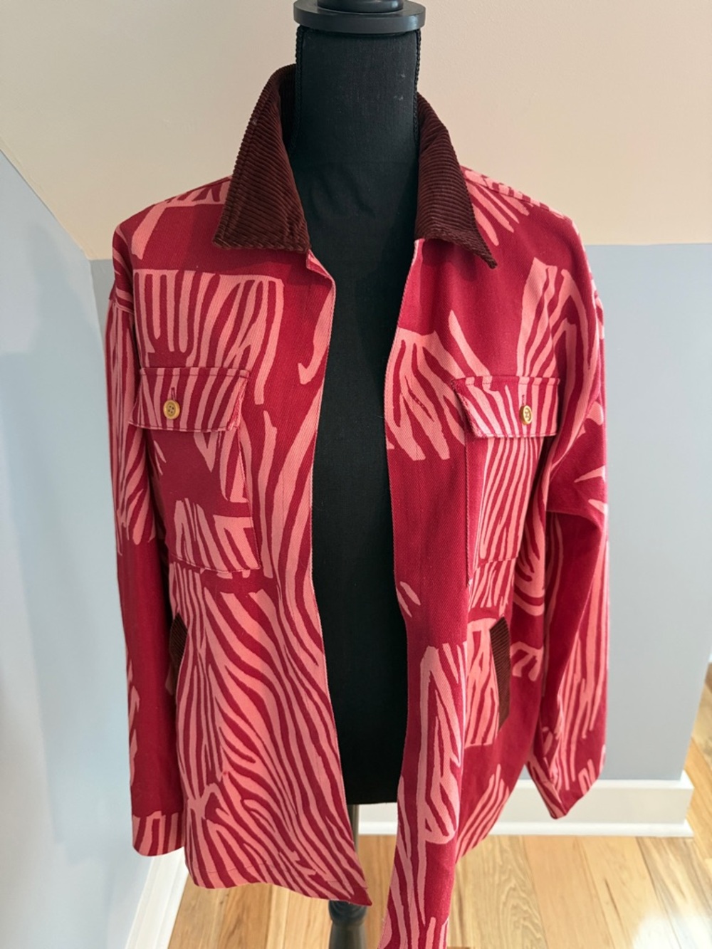 Women's Pink Patterned Utility Jacket - Picture 7 of 9